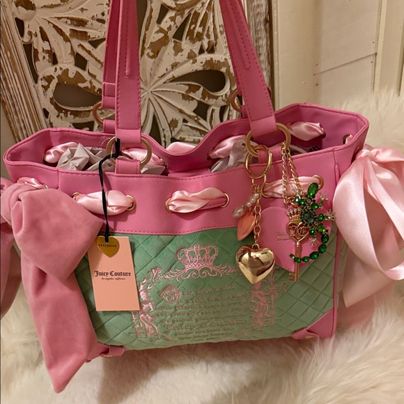 Exclusive Juicy Couture Fairytale Tote in Pink and green with Embellishments 🩷 - Picture 9 of 13